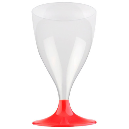 Flûte Plastique Vin Pied Rouge Transp. 200ml 2P (400 Utés)