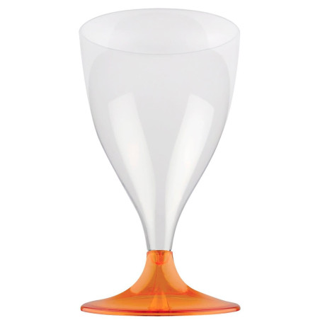 Verre Plastique Vin Pied Orange Transp. 200ml 2P (20 Utés)