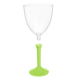 Flûte en Plastique Vin Pied Vert citron 300ml 2P (200 Utés)