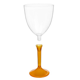 Flûte en Plastique Vin Pied Orange Transp. 300ml 2P (20 Utés)