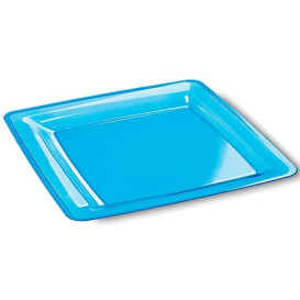 Assiette Carrée Extra Dur Turquoise 22,5x22,5cm  (72 Unités)