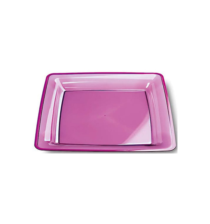 Plastic bord Vierkant extra sterk aubergine kleur 22,5x22,5cm (6 stuks) 