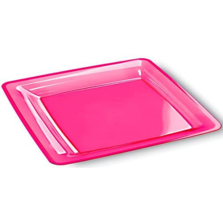 Assiette Carrée Extra Dur Framboise 22,5x22,5cm (6 Utés)