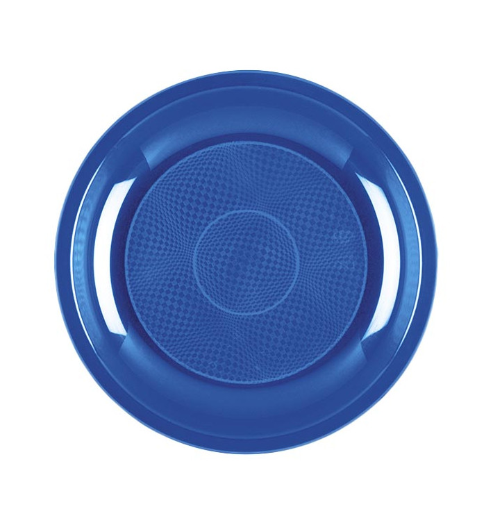 Assiette Plastique à Dessert Bleu Mediterranée Round PP Ø185mm (50 Utés)