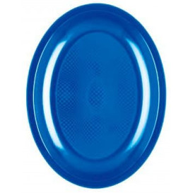 Plastic schotel Ovaal vormig mediterranean blauw "Rond vormig" PP 25,5 cm (50 stuks) 
