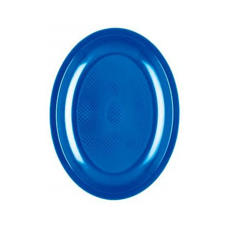 Plateau Ovale Réutilisable Bleu Mediterranée PP 255mm (600 Utés)