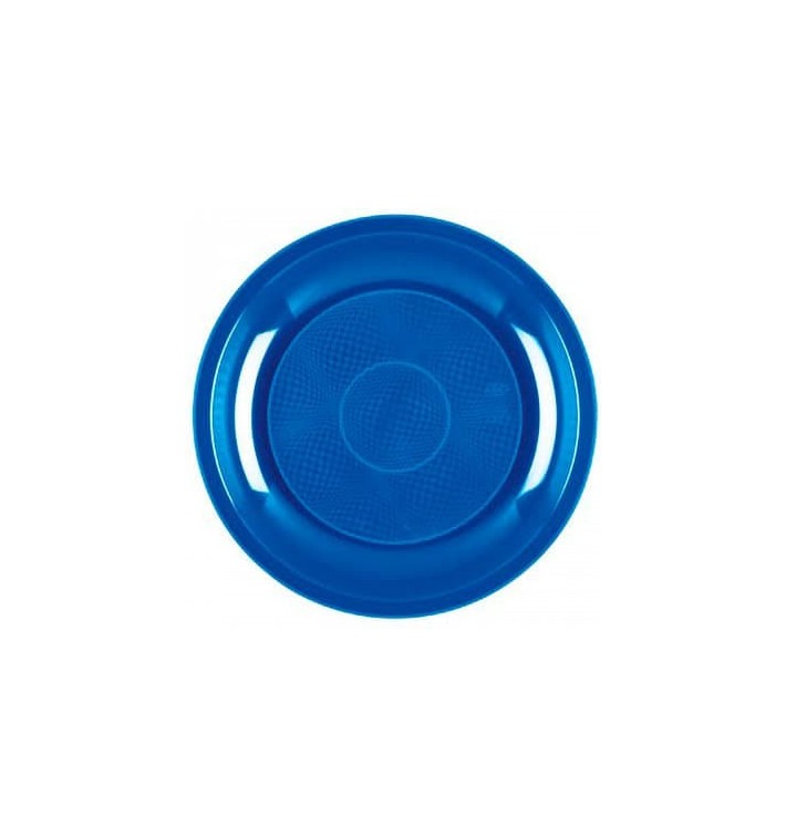 Assiette Plastique Plate Bleu Mediterranée Round PP Ø220mm (50 Utés)