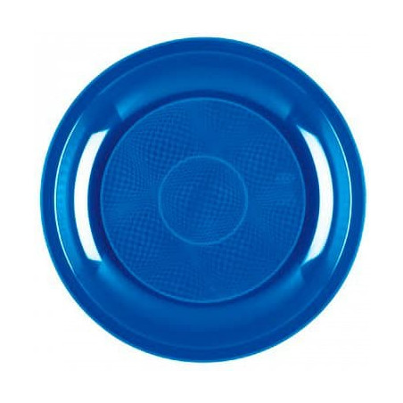 Assiette Plastique Réutilisable Plate Bleu Mediterranée PP Ø220mm (50 Utés)