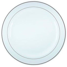 Assiette en Plastique Dur avec Liseré Argent 23cm (200 Utés)