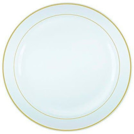 Assiette en Plastique Dur avec Liseré Or 15cm (200 Utés)