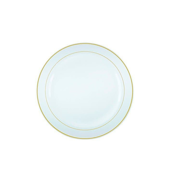 Assiette en Plastique Dur avec Liseré Or 15cm (200 Utés)