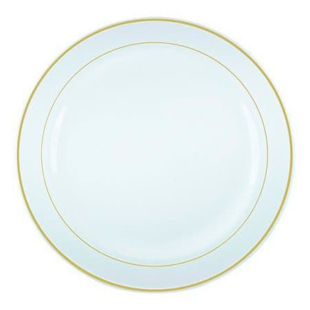 Assiette en Plastique Dur avec Liseré Or 15cm (200 Utés)