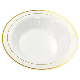 Assiette Plastique Creuse Dur Liseré Doré 23cm (200 Utés)