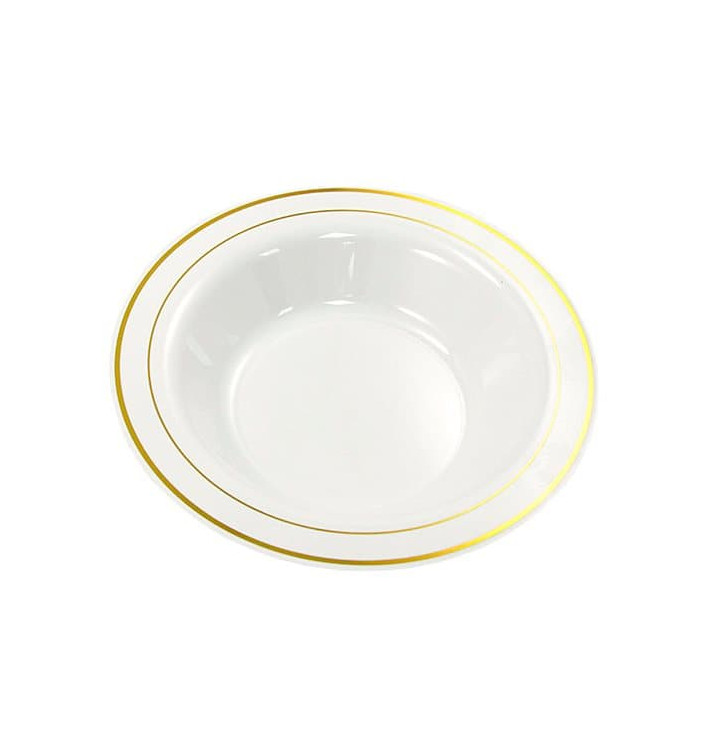 Assiette creuse en porcelaine avec liseré doré 21 cm Blanc