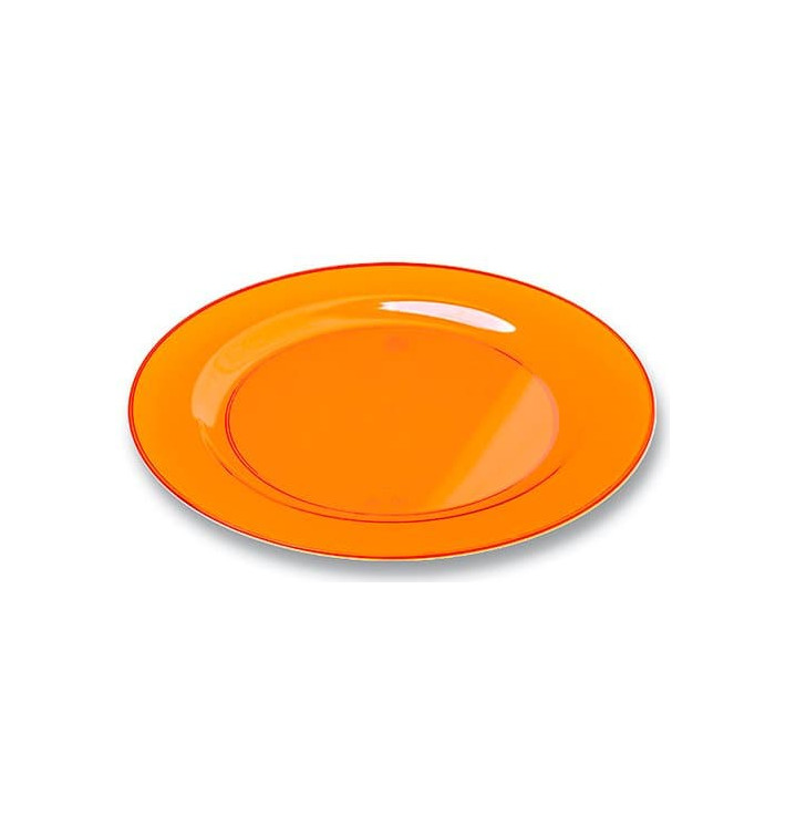 Plastic bord Rond vormig extra sterk oranje 19cm (10 stuks) 