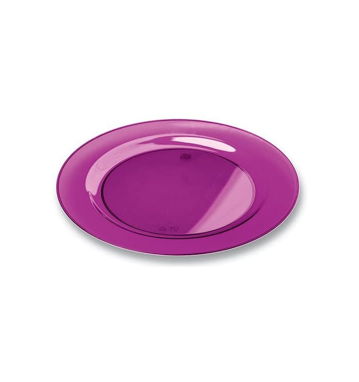 Assiette Plastique Extra Dur Aubergine 19cm (10 Unités)