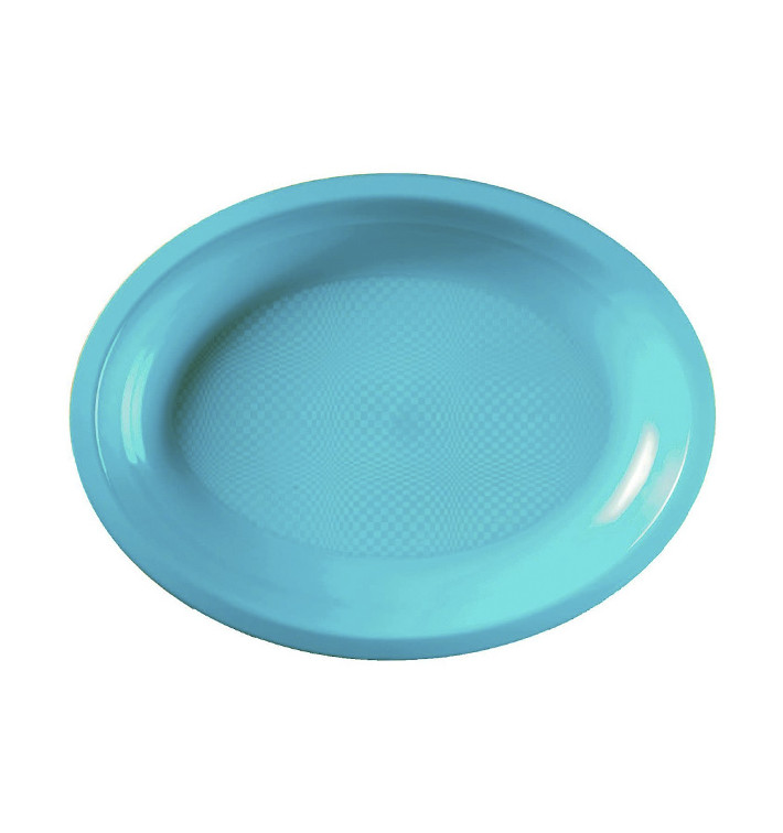 Plateau Ovale Réutilisable Turquoise PP 255x190mm (50 Utés)