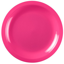 Assiette Plastique Réutilisable Plate Fuchsia PP Ø185mm (600 Utés)