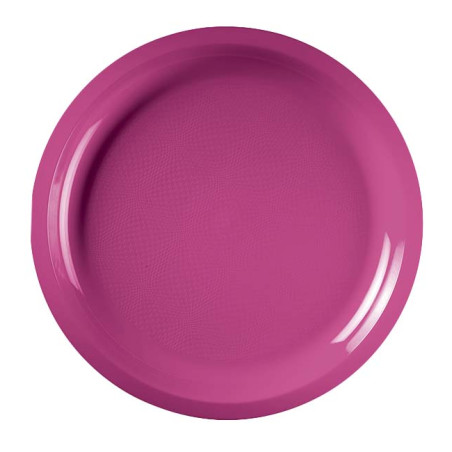 Herbruikbare harde bord fuchsia "Rond vormig" PP Ø29 cm (25 stuks) 