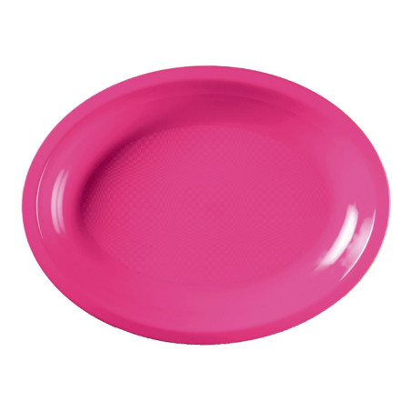 Plateau Dur Réutilisable Ovale Fuchsia PP 25,5x19cm (50 Utés)