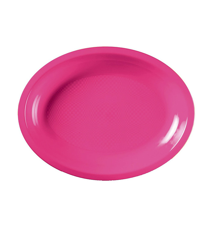 Plastic schotel microgolfbaar Ovaal vormig fuchsia 31,5x22 cm (25 stuks) 