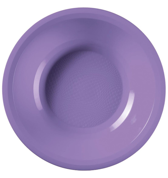 Assiette Plastique Réutilisable Creuse Lilas PP Ø195mm (50 Utés)