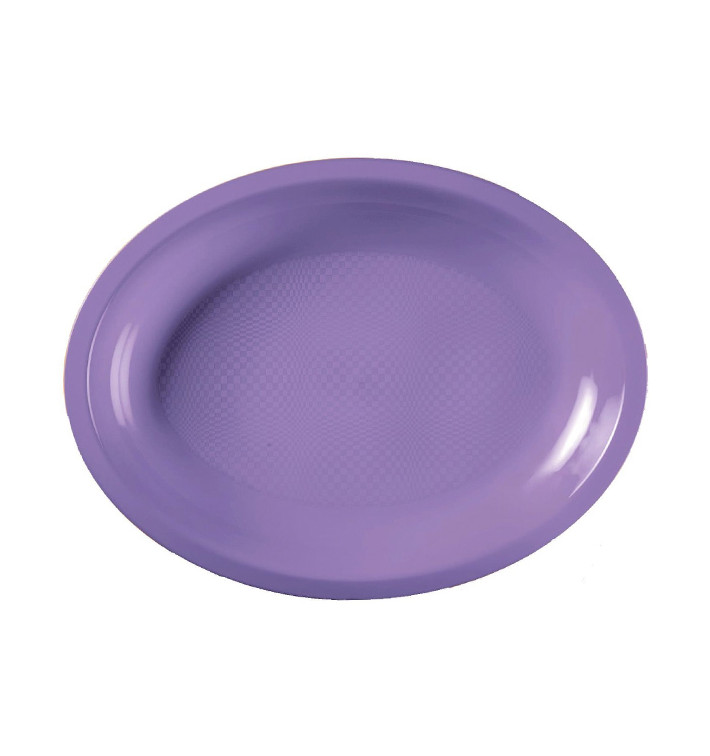 Plateau Plastique Réutilisable Ovale Lilas PP 255x190mm (50 Utés)