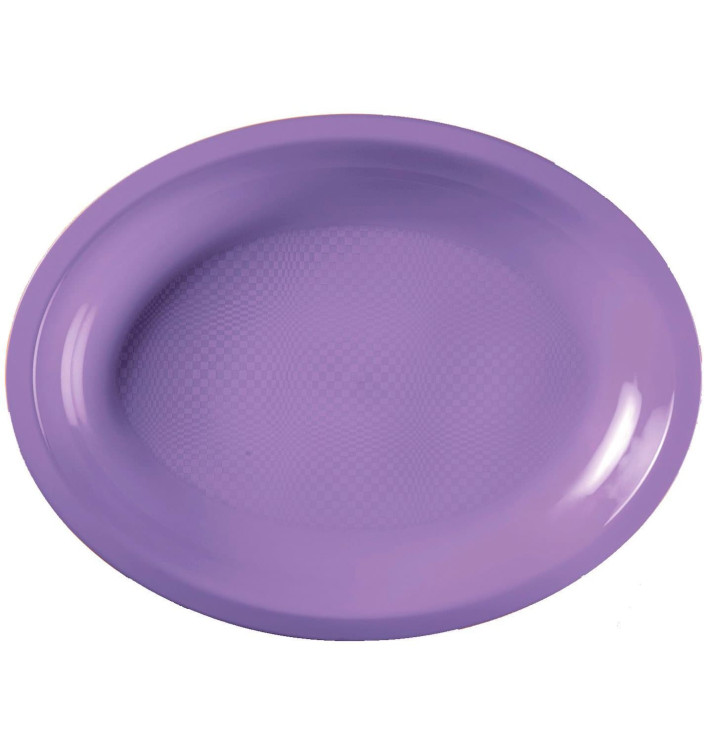 Plateau Plastique Réutilisable Ovale Lilas PP 255x190mm (600 Utés)