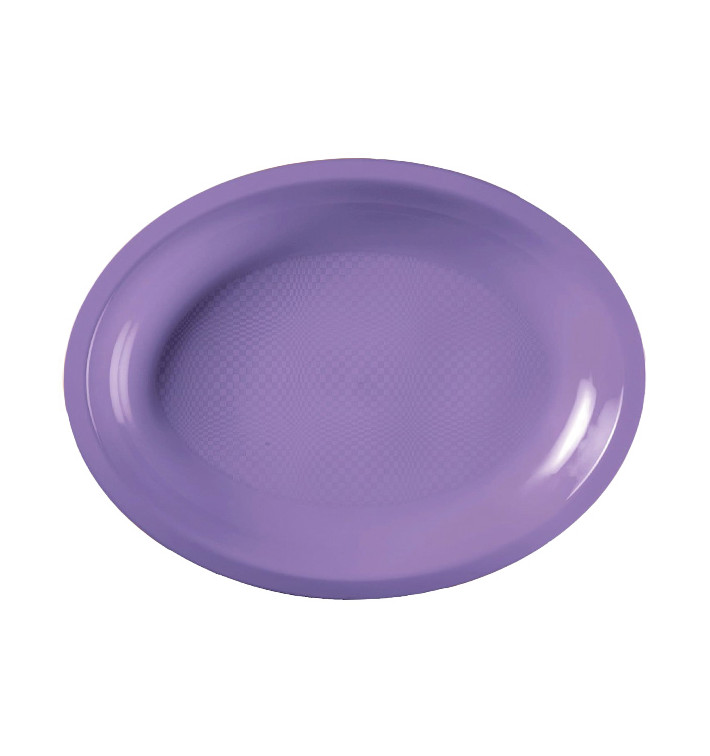 Plateau Plastique Réutilisable Ovale Lilas PP 315x220mm (25 Utés)