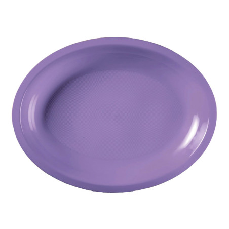 Plateau Dur Réutilisable Ovale Lilas PP 31,5x22cm (25 Utés)