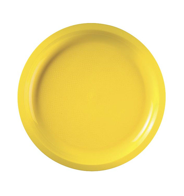 Assiette Plastique Réutilisable Jaune PP Ø290mm (25 Utés)