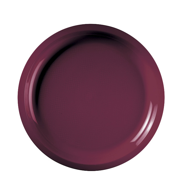 Assiette Plastique Réutilisable Bordeaux PP Ø290mm (25 Utés)