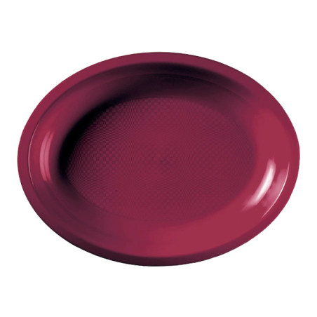 Plateau Dur Réutilisable Ovale Bordeaux PP 25,5x19cm (50 Utés)