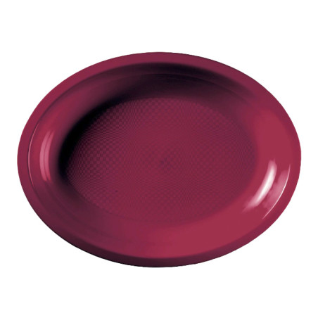 Plateau Dur Réutilisable Ovale Bordeaux PP 31,5x22cm (25 Utés)