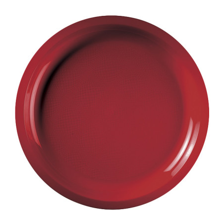 Assiette Dure Réutilisable Rouge PP Ø29cm (300 Utés)