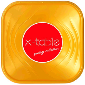 Bol Plastique PP Carré "X-Table" Or 18x18cm (8 Utés)