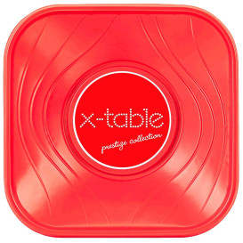 Bol Plastique PP Carré "X-Table" Rouge 18x18cm (8 Utés)