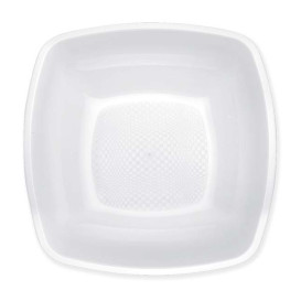 Plastic bord Diep wit Vierkant PP 18 cm (300 stuks)