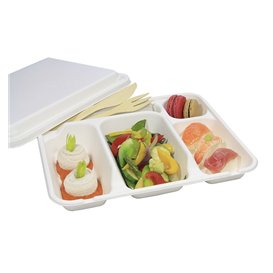 Suikerriet dienblad 5 Compartmenten 30x24x4cm (200 stuks)