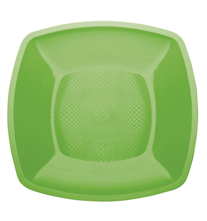 Assiette Plastique Réutilisable Plate Vert citron  PP 180mm (25 Utés)