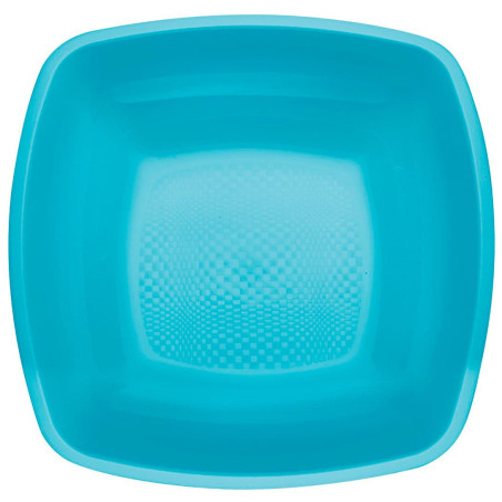 Assiette Dure Réutilisable Creuse Turquoise PP 18cm (300 Utés)