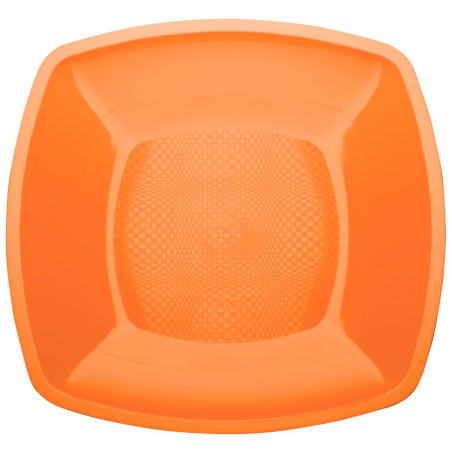 Herbruikbare harde bord Plat oranje Vierkant PP 18cm (25 stuks) 