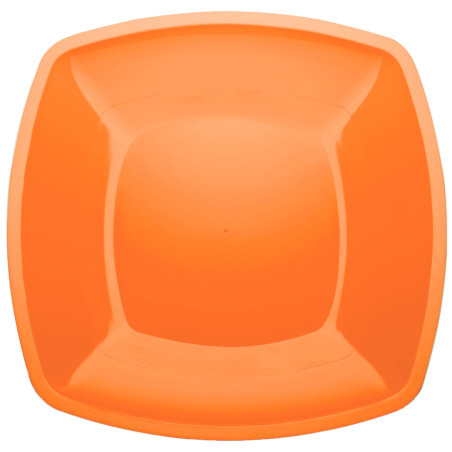 Herbruikbare harde bord Plat oranje Vierkant PS 30cm (12 stuks) 