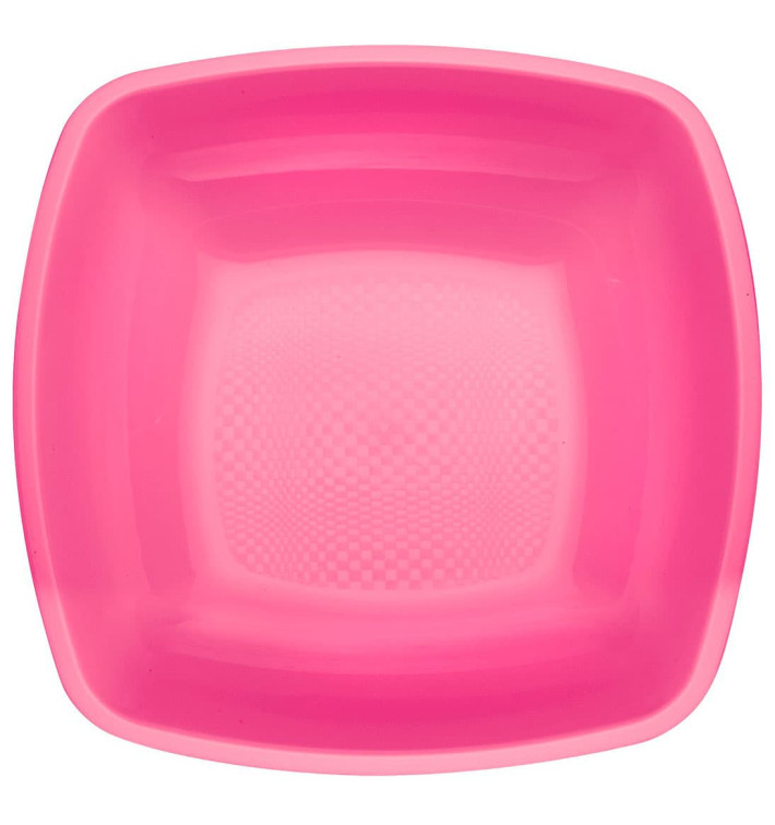 Plastic bord Diep fuchsia Vierkant PP 18 cm (25 stuks) 