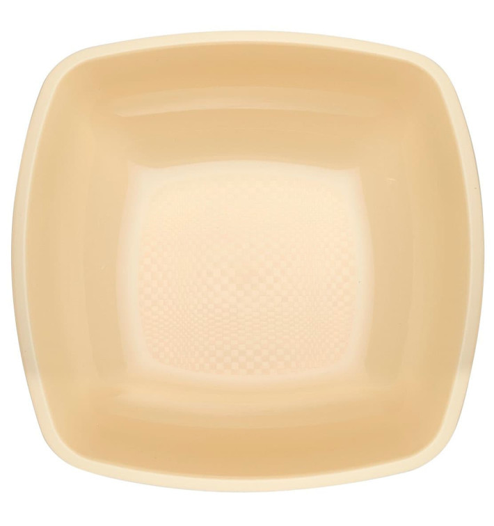 Plastic bord Diep crème Vierkant PP 18 cm (25 stuks) 