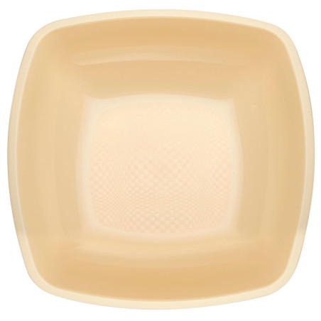 Herbruikbare harde bord Diep crème Vierkant PP 18 cm (25 stuks) 