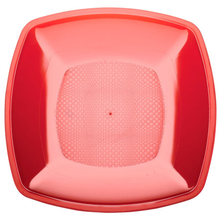 Assiette Dure Réutilisable Plate Rouge Transp. PS 18cm (25 Utés)