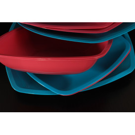 Assiette Plastique Réutilisable Plate Rouge Transp.  PS 230mm (25 Utés)