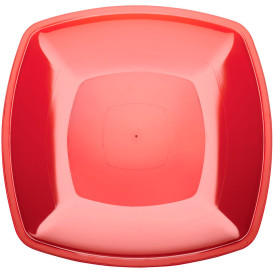 Plastic bord Plat rood Vierkant PS 30 cm (12 stuks) 