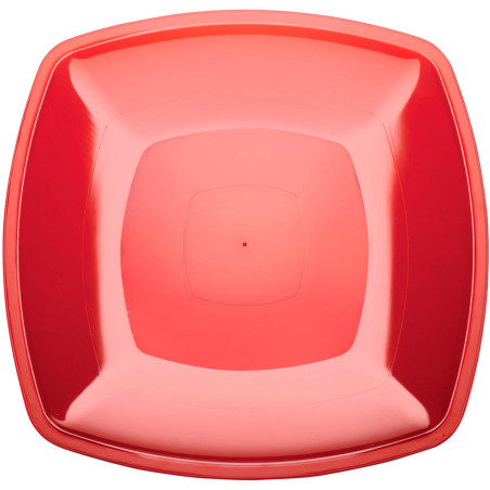 Assiete Dure Réutilisable Plate Rouge Transp.  PS 30cm (12 Utés)